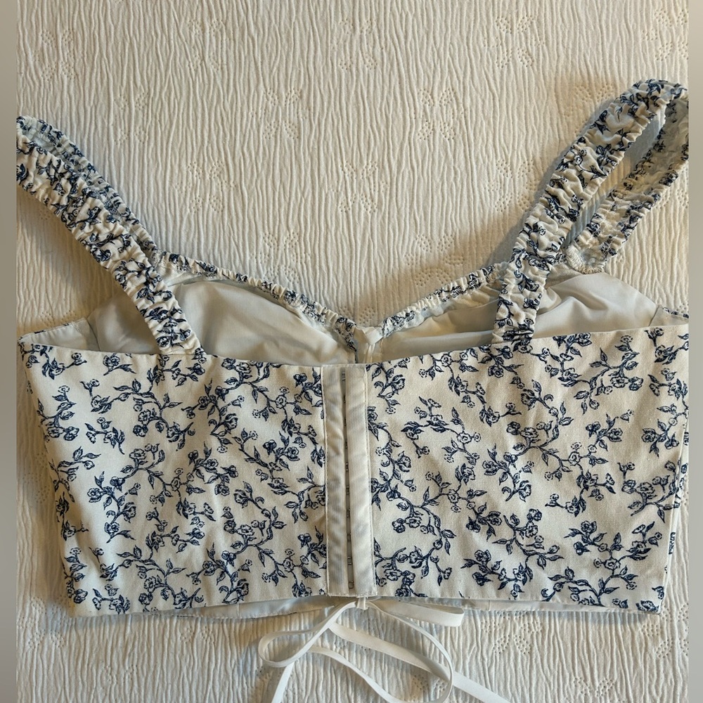 Windsor Corset Top blue white floral size L - Picture 3 of 13